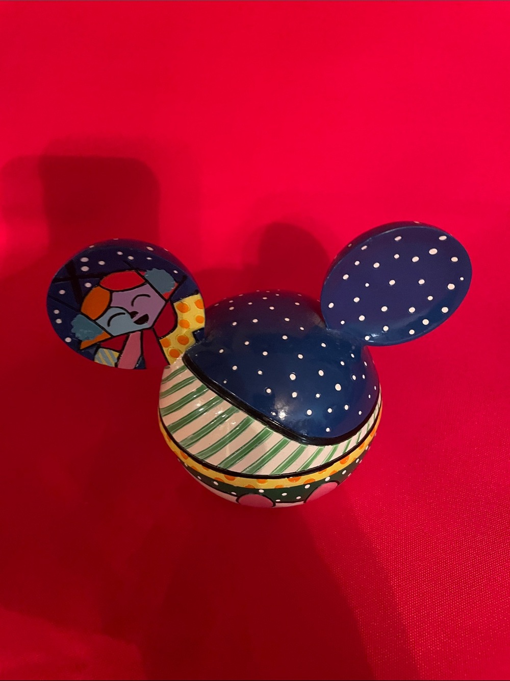 Colorful Polka Dot Blue Mickey-Style Kids Trinket box